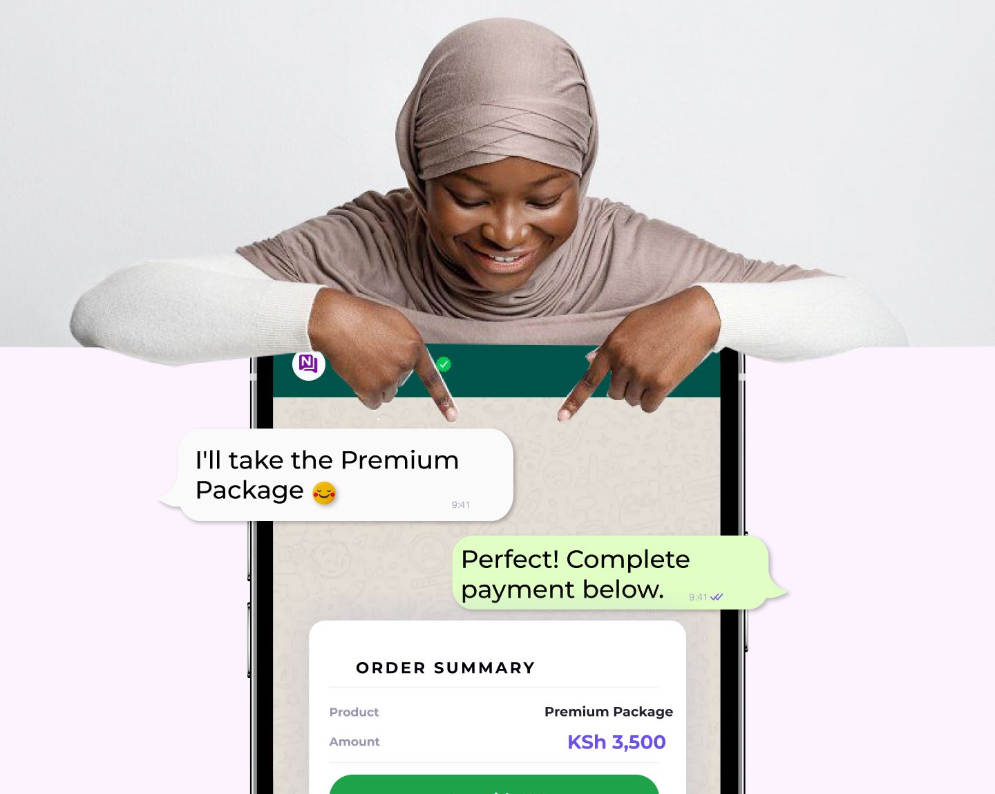 In-chat payment close with mobile money in the conversation